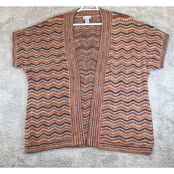 Catherines Womens‎ 1X short sleeve cardigan open front loose knit sweater - Picture 1 of 8